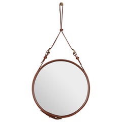 GUBI Adnet Wall Mirror Circular Tan Leather Ø45 cm by Jacques Adnet