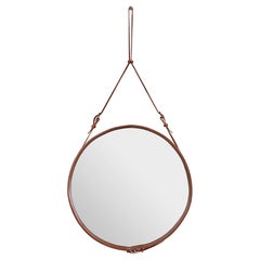 GUBI Adnet Wall Mirror Circular Tan Leather Ø70 cm by Jacques Adnet