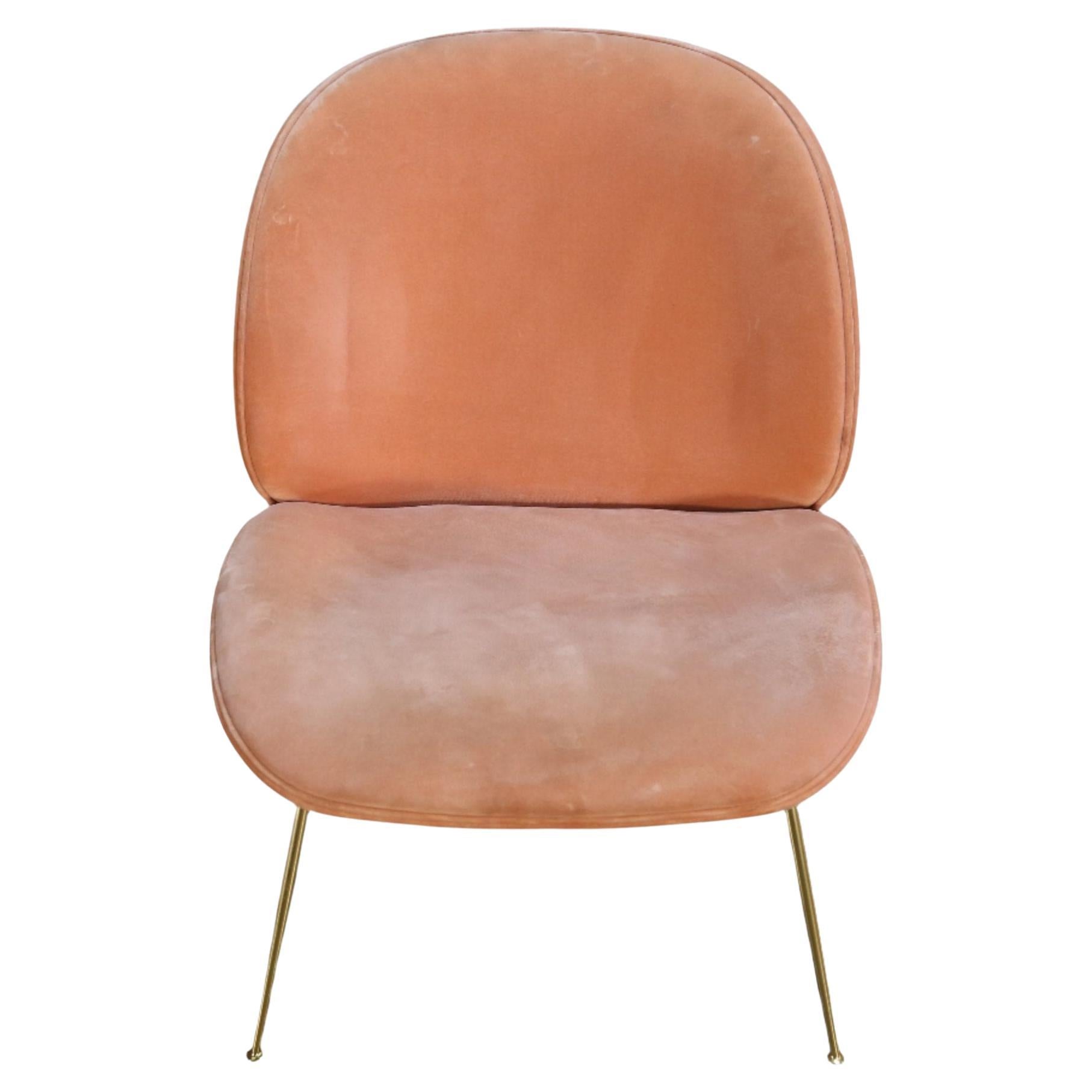 Gubi Beetle Pink Velvet Lounge Chair by GamFratsei