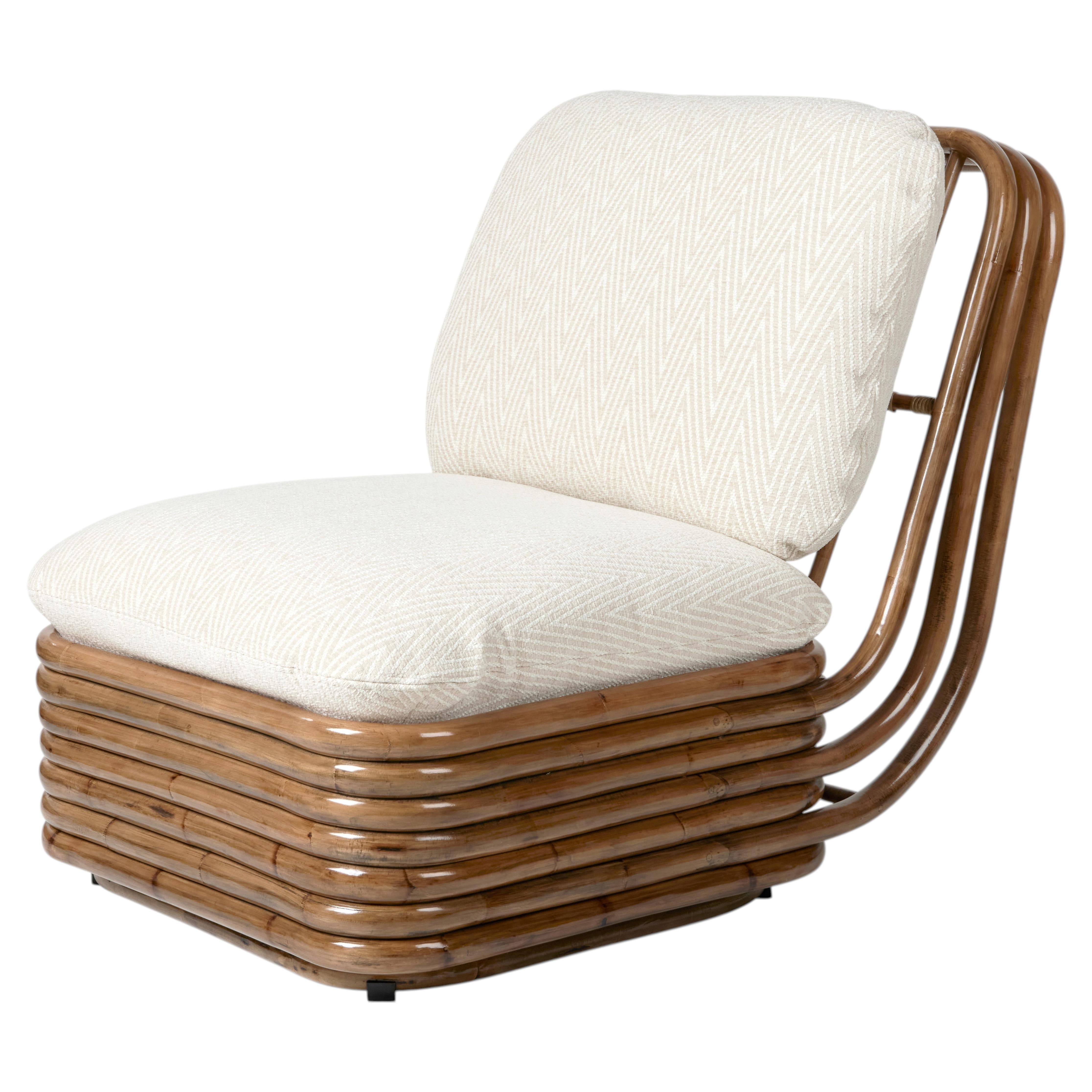 Gubi Chaise longue d'extérieur Bohemian 72 en bandes de rotin par Gabriella Crespi