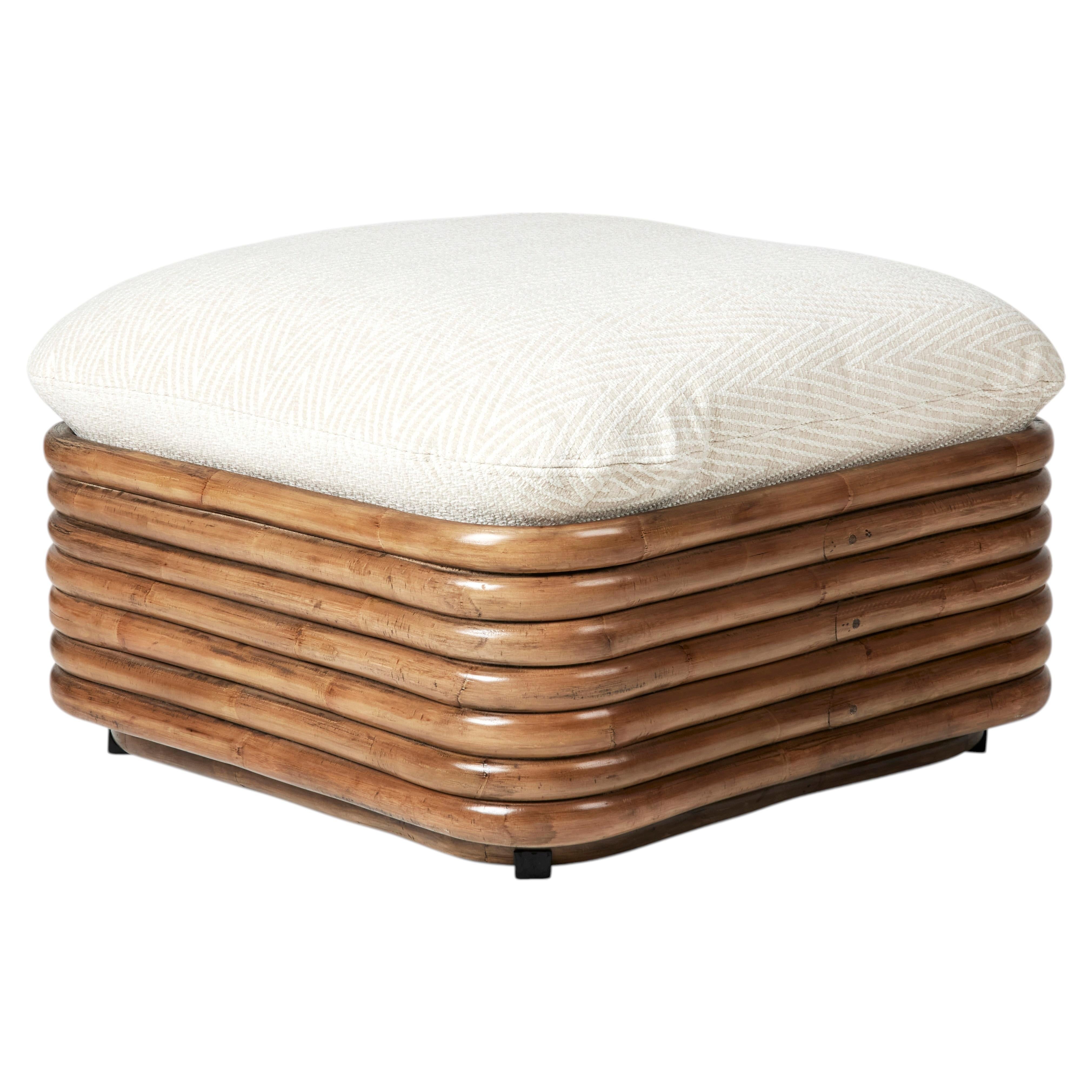 Gubi Bohemian 72 Outdoor Ottoman in Rattan strips by Gabriella Crespi For Sale