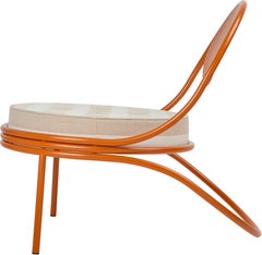 Gubi Copacabana Outdoor Lounge Chair in Orange and Leslie Stripe Mathieu Matégot