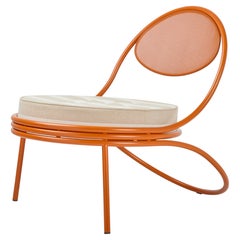 Gubi Copacabana Outdoor Lounge Chair in Orange and Leslie Stripe Mathieu Matégot