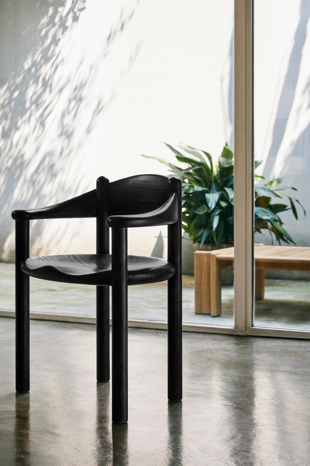 GUBI Daumiller Dining Armchair Brown/Black Pine by Rainer Daumiller For Sale 6