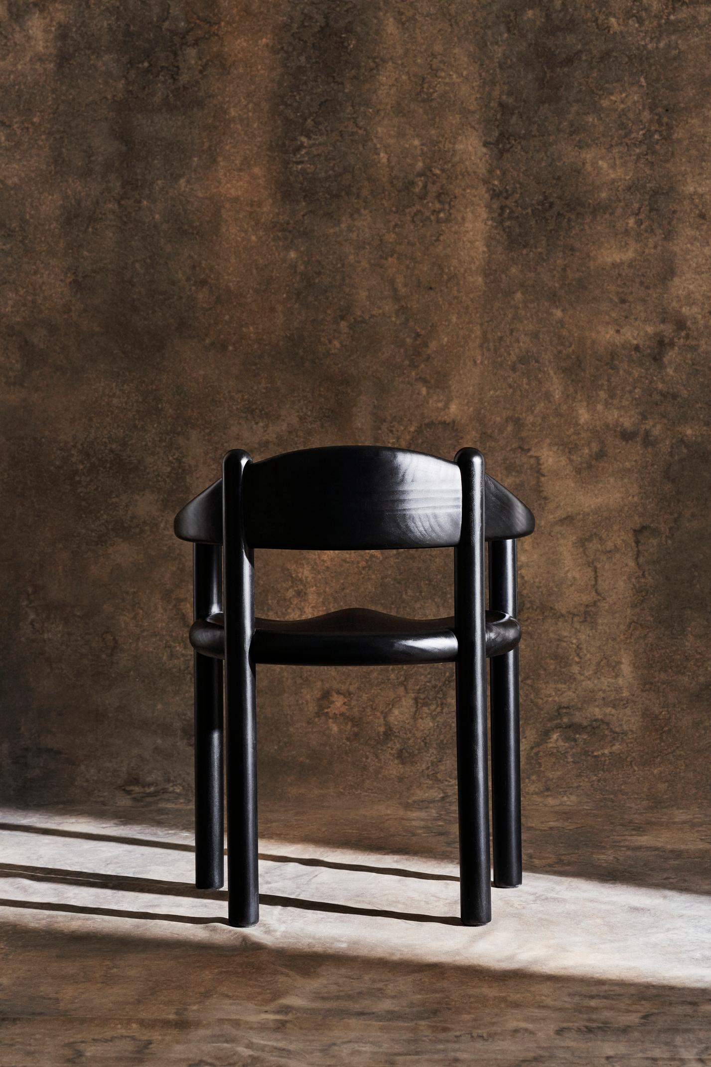 GUBI Daumiller Dining Armchair Brown/Black Pine by Rainer Daumiller For Sale 8