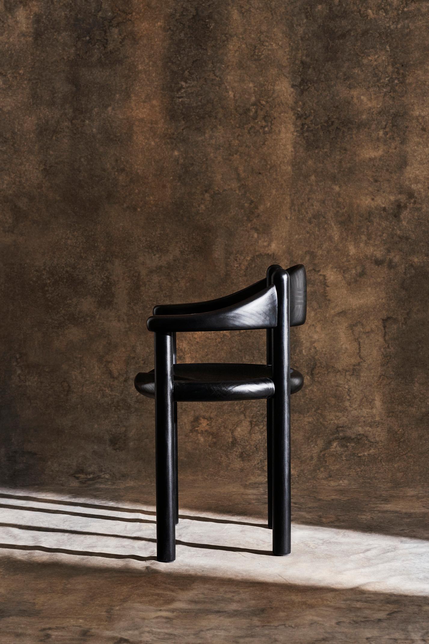 GUBI Daumiller Dining Armchair Brown/Black Pine by Rainer Daumiller For Sale 9