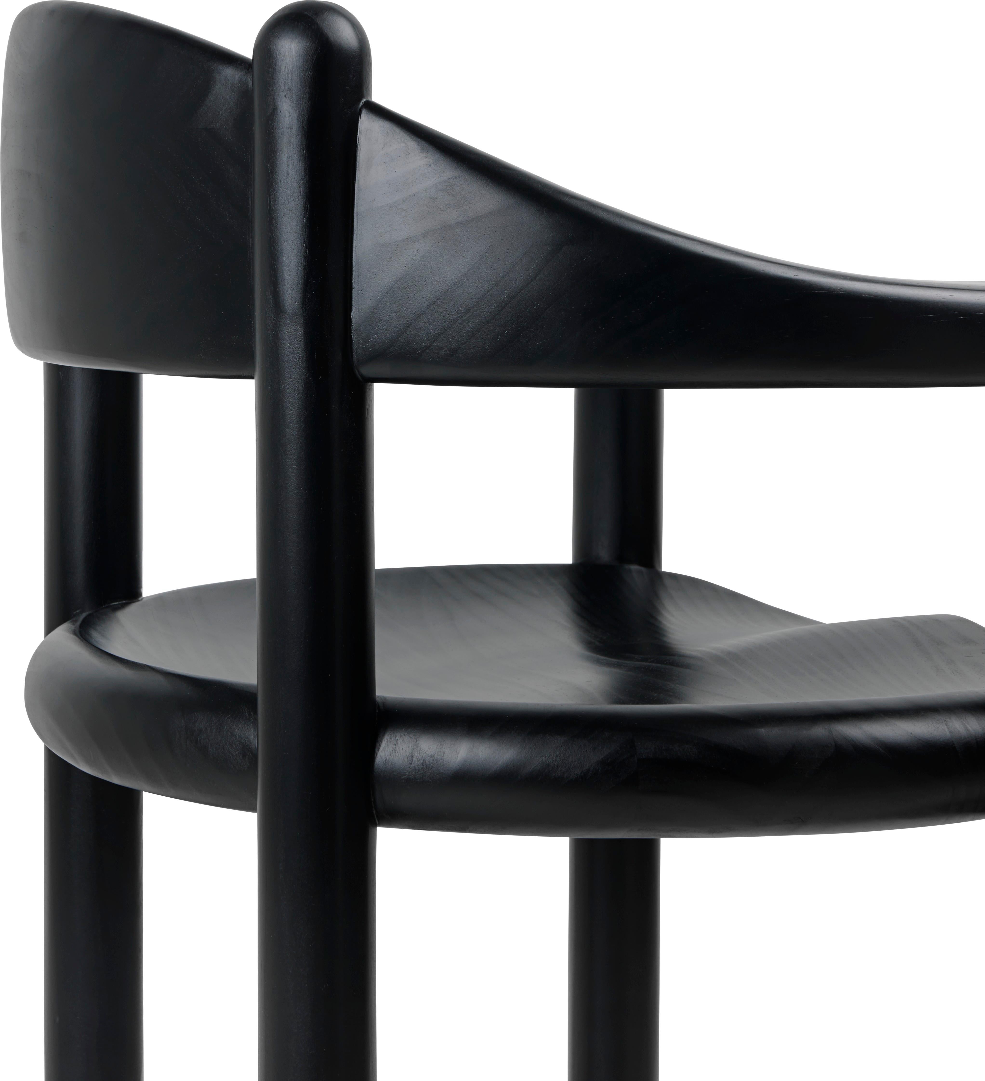 Lacquered GUBI Daumiller Dining Armchair Brown/Black Pine by Rainer Daumiller For Sale