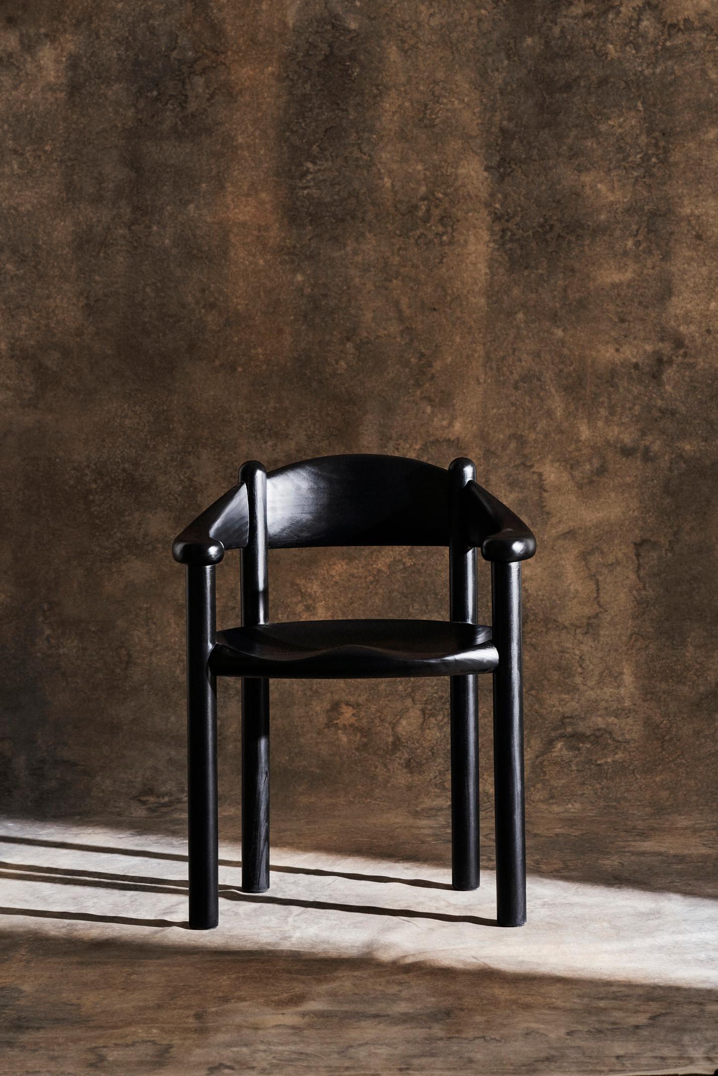 GUBI Daumiller Dining Armchair Brown/Black Pine by Rainer Daumiller In New Condition For Sale In New York, NY