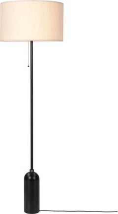 GUBI Gravity Floor Lamp Blackened Steel Canvas Shade by Space Copenhagen