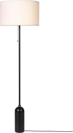 GUBI Gravity Floor Lamp Blackened Steel White Shade by Space Copenhagen