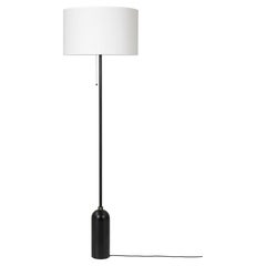 GUBI Gravity Floor Lamp Blackened Steel White Shade by Space Copenhagen