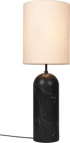 GUBI Gravity Floor Lamp XL Black Marble Canvas Shade by Space Copenhagen