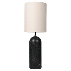 GUBI Gravity Floor Lamp XL Black Marble Canvas Shade by Space Copenhagen