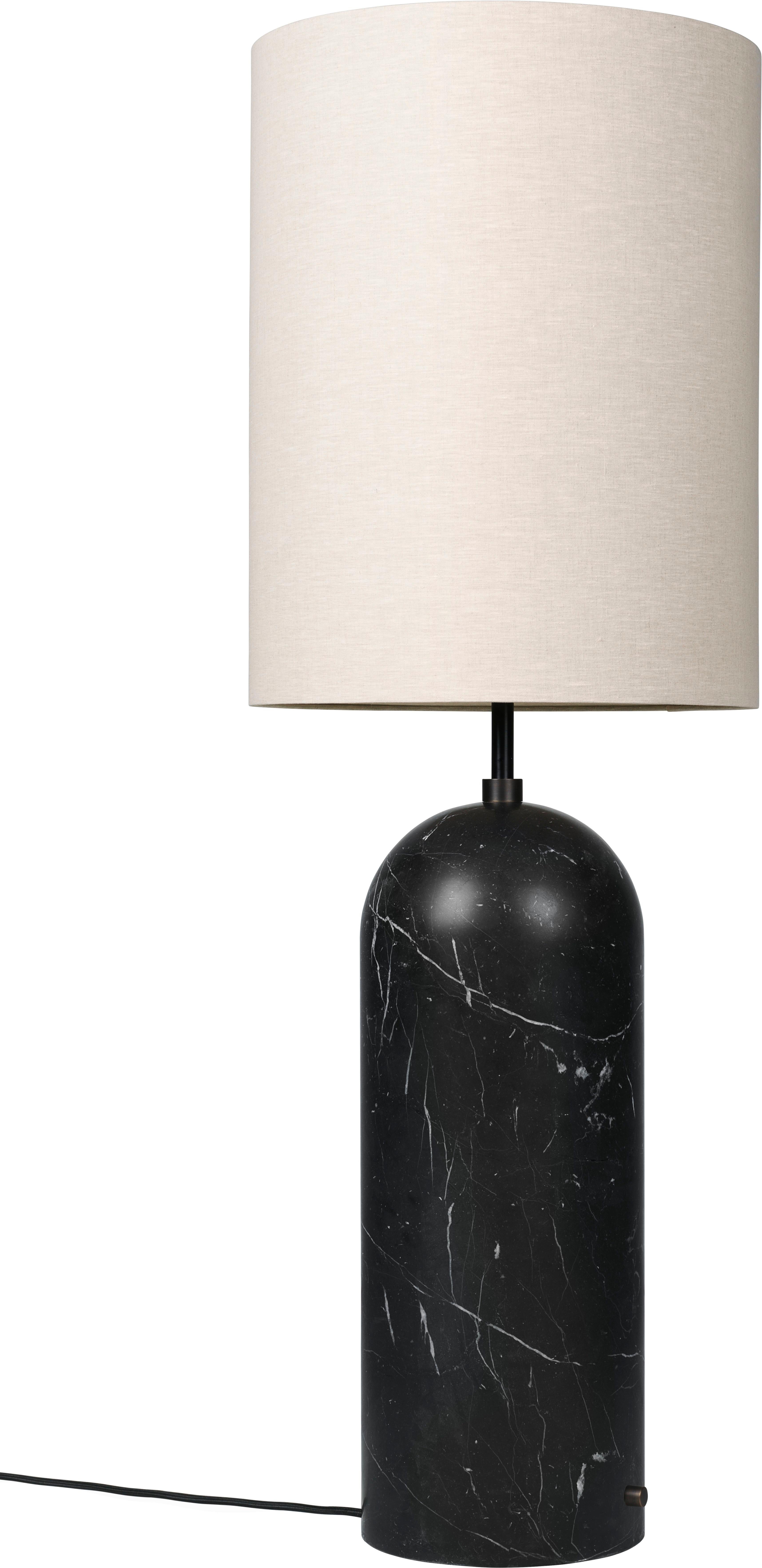 GUBI Gravity Floor Lamp XL Black Marble Canvas Shade by Space Copenhagen For Sale