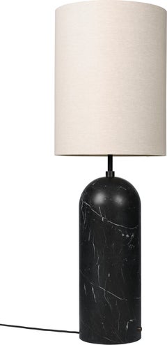 GUBI Gravity Floor Lamp XL Black Marble Canvas Shade by Space Copenhagen
