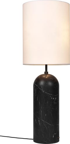 GUBI Gravity Floor Lamp XL Black Marble White Shade by Space Copenhagen