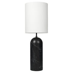 GUBI Gravity Floor Lamp XL Black Marble White Shade by Space Copenhagen