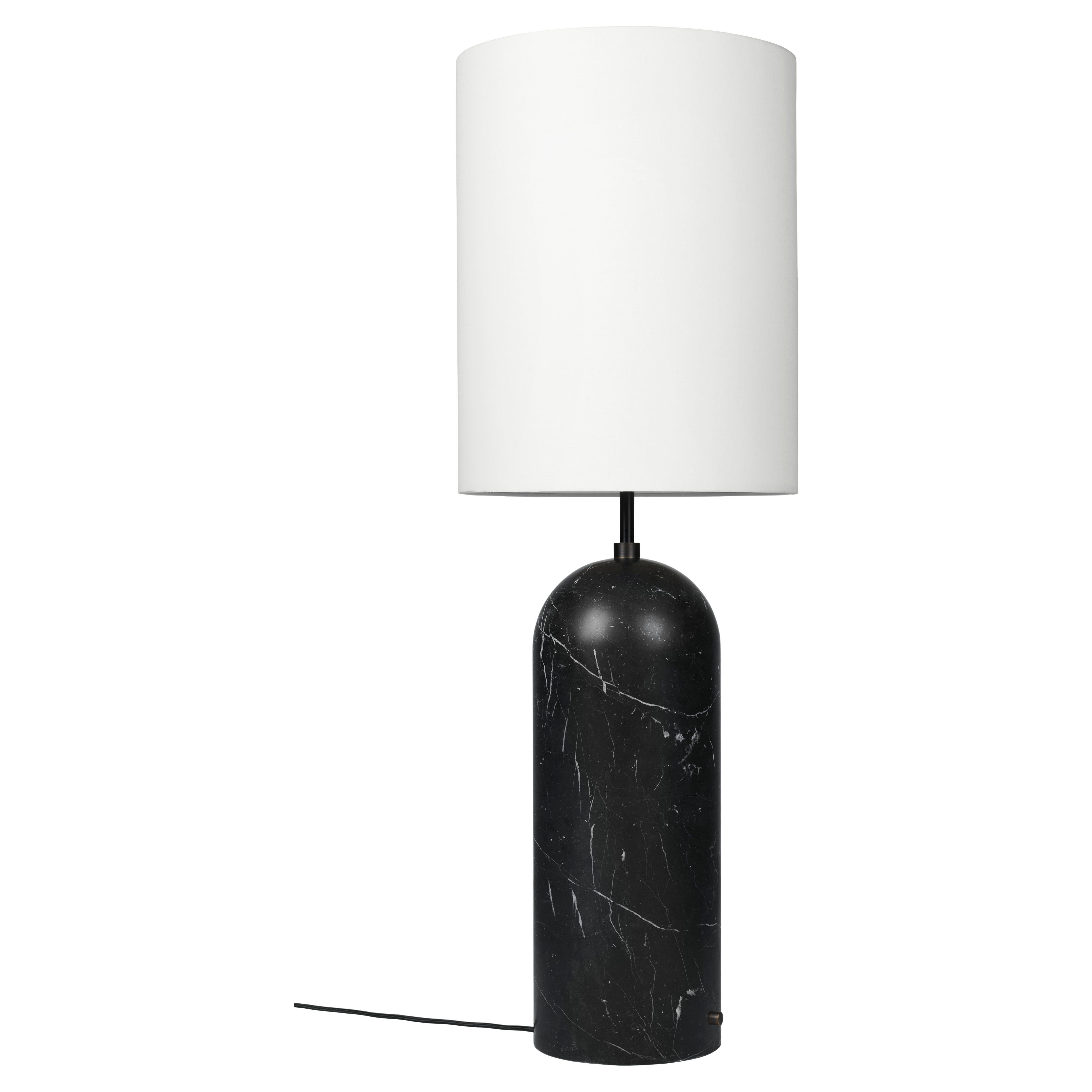 GUBI Gravity Floor Lamp XL Black Marble White Shade by Space Copenhagen