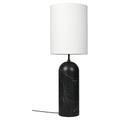 GUBI Gravity Floor Lamp XL Black Marble White Shade by Space Copenhagen