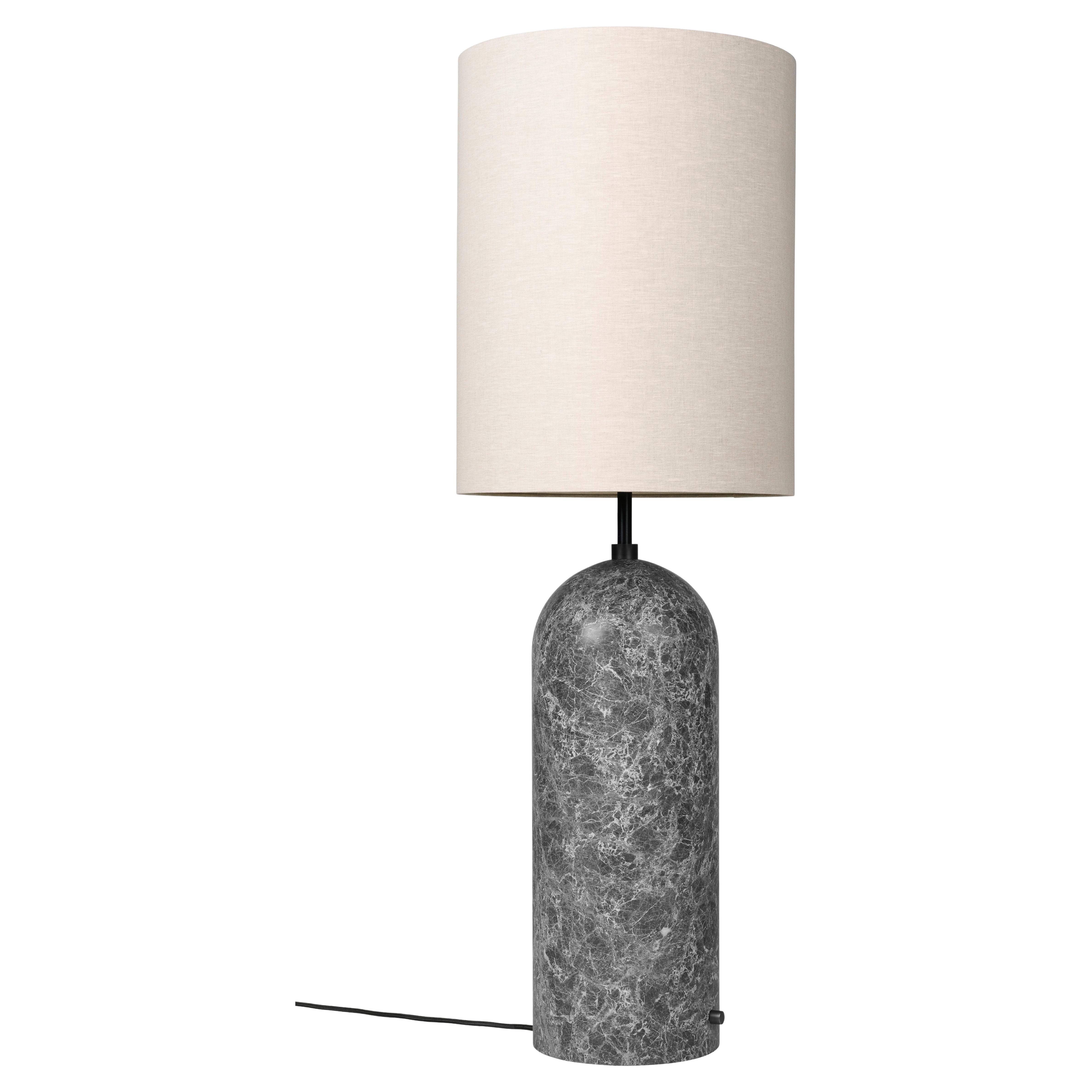 GUBI Gravity Floor Lamp XL Grey Marble Canvas Shade by Space Copenhagen
