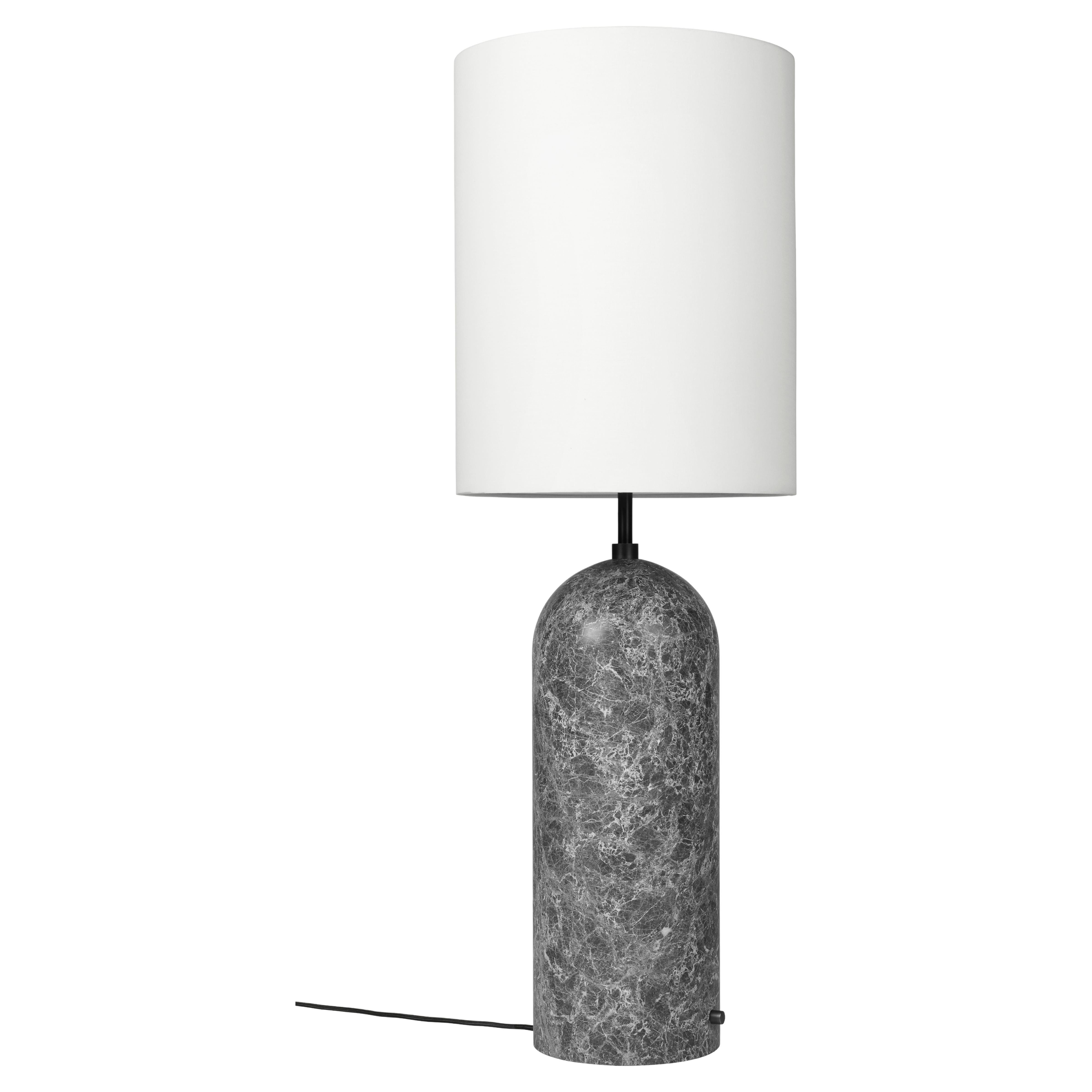 GUBI Gravity Floor Lamp XL Grey Marble White Shade by Space Copenhagen