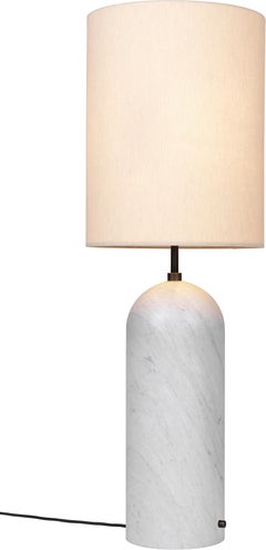 GUBI Gravity Floor Lamp XL White Marble Canvas Shade by Space Copenhagen