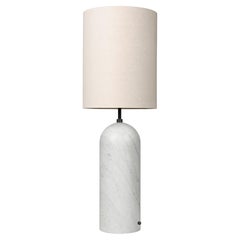 GUBI Gravity Floor Lamp XL White Marble Canvas Shade by Space Copenhagen