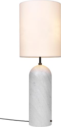 GUBI Gravity Floor Lamp XL White Marble White Shade by Space Copenhagen