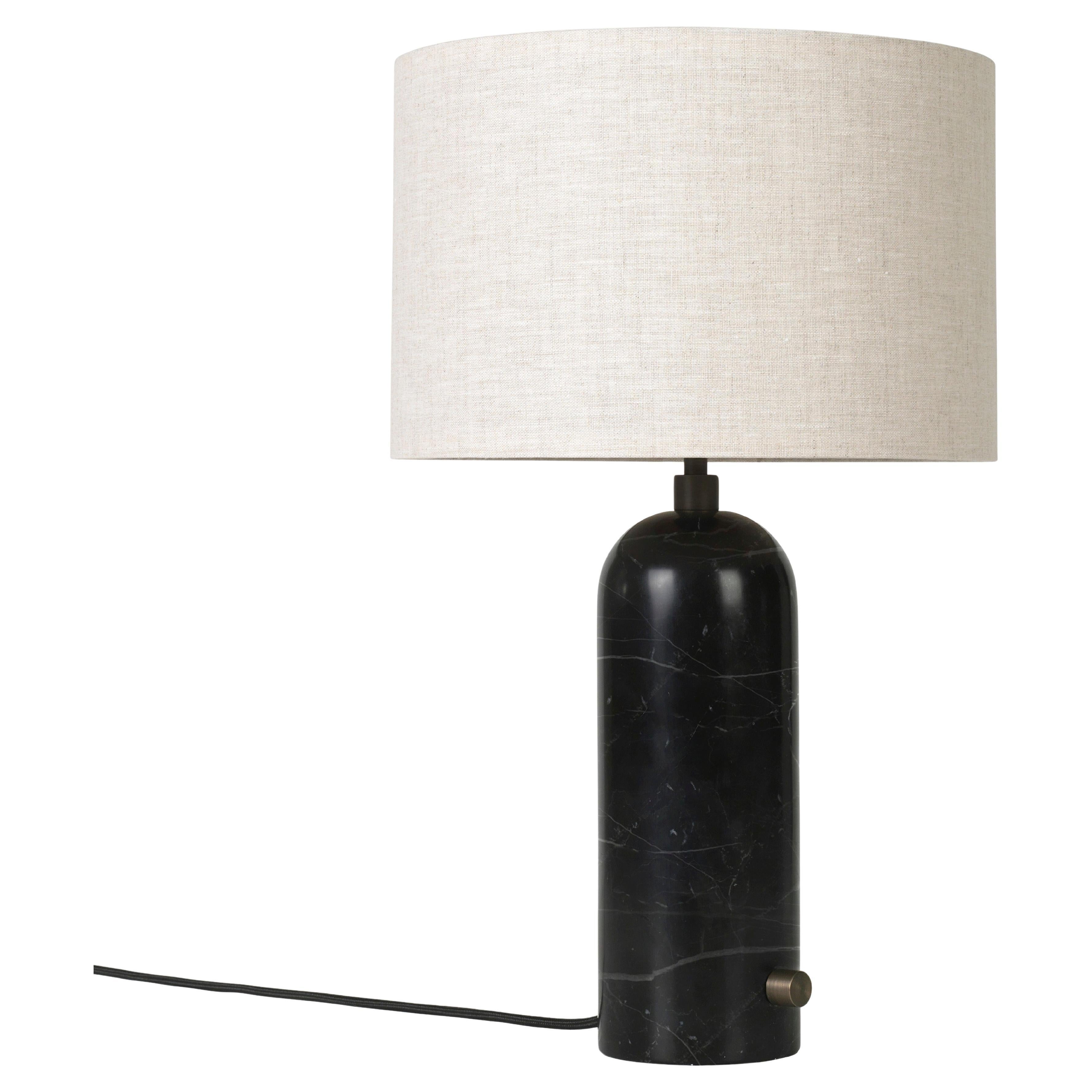 GUBI Gravity Table Lamp Black Marble Canvas Shade 49 cm by Space Copenhagen