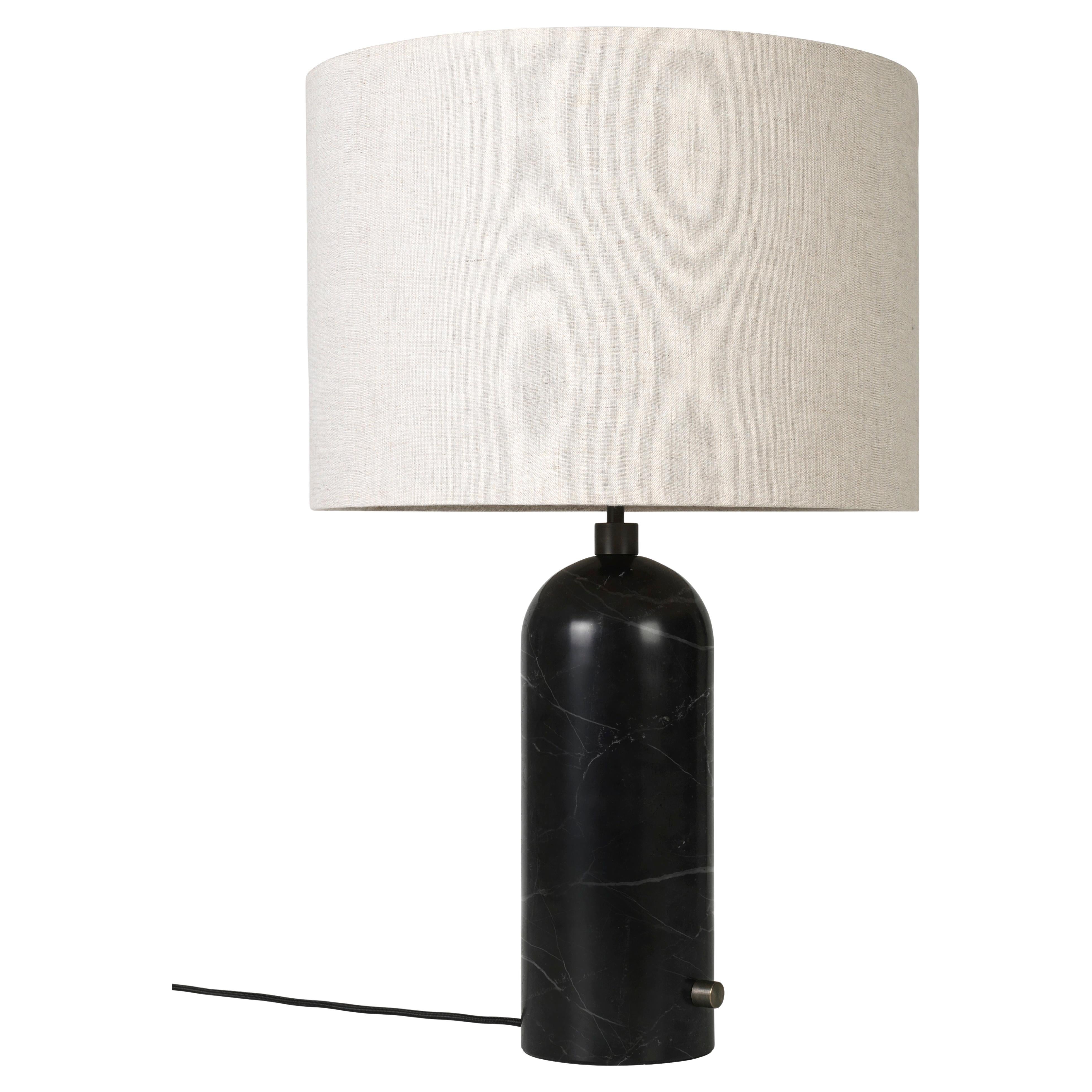 GUBI Gravity Table Lamp Black Marble Canvas Shade 65 cm by Space Copenhagen