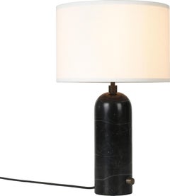 GUBI Gravity Table Lamp Black Marble White Shade 49 cm by Space Copenhagen