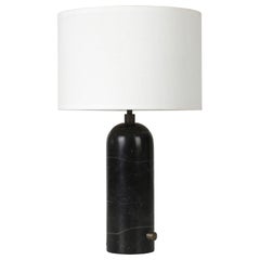 GUBI Gravity Table Lamp Black Marble White Shade 49 cm by Space Copenhagen