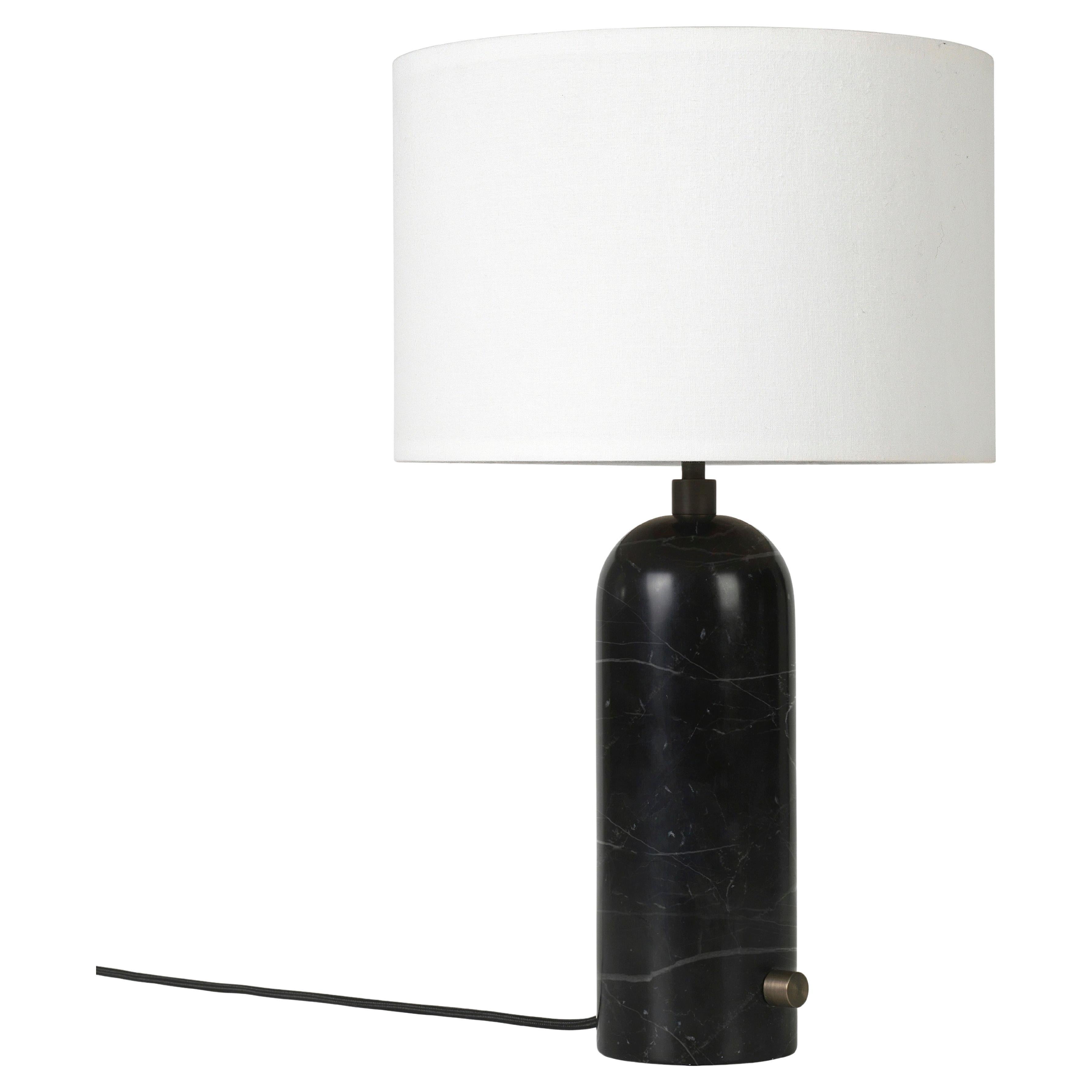 GUBI Gravity Table Lamp Black Marble White Shade 49 cm by Space Copenhagen