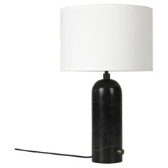 GUBI Gravity Table Lamp Black Marble White Shade 49 cm by Space Copenhagen