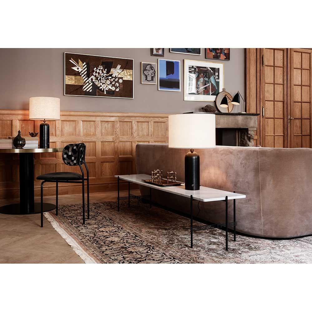 GUBI Gravity Lámpara de mesa Mármol negro Pantalla blanca 65 cm by Space Copenhagen Danés en venta