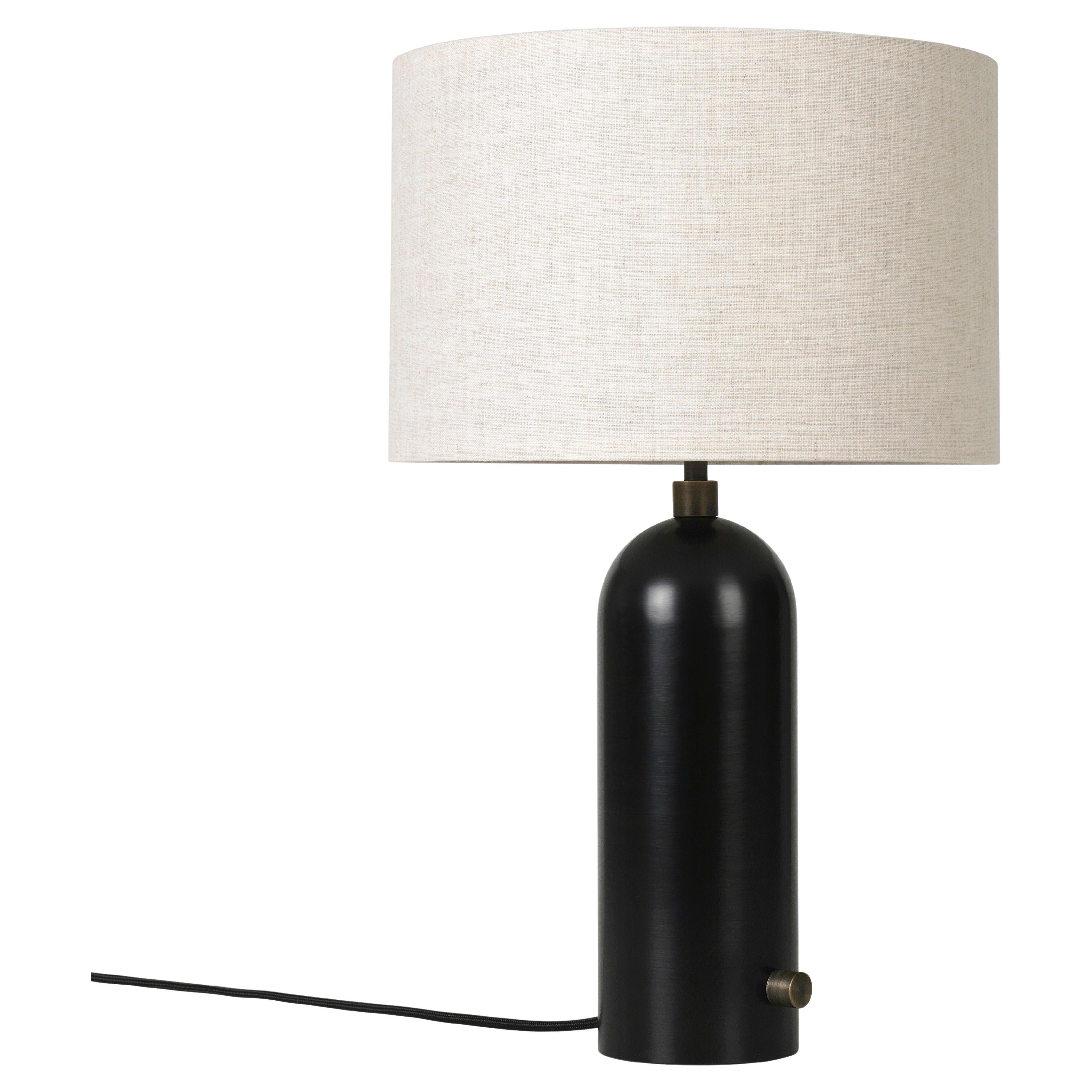 GUBI Gravity Table Lamp Blackened Steel Canvas Shade 49 cm by Space Copenhagen