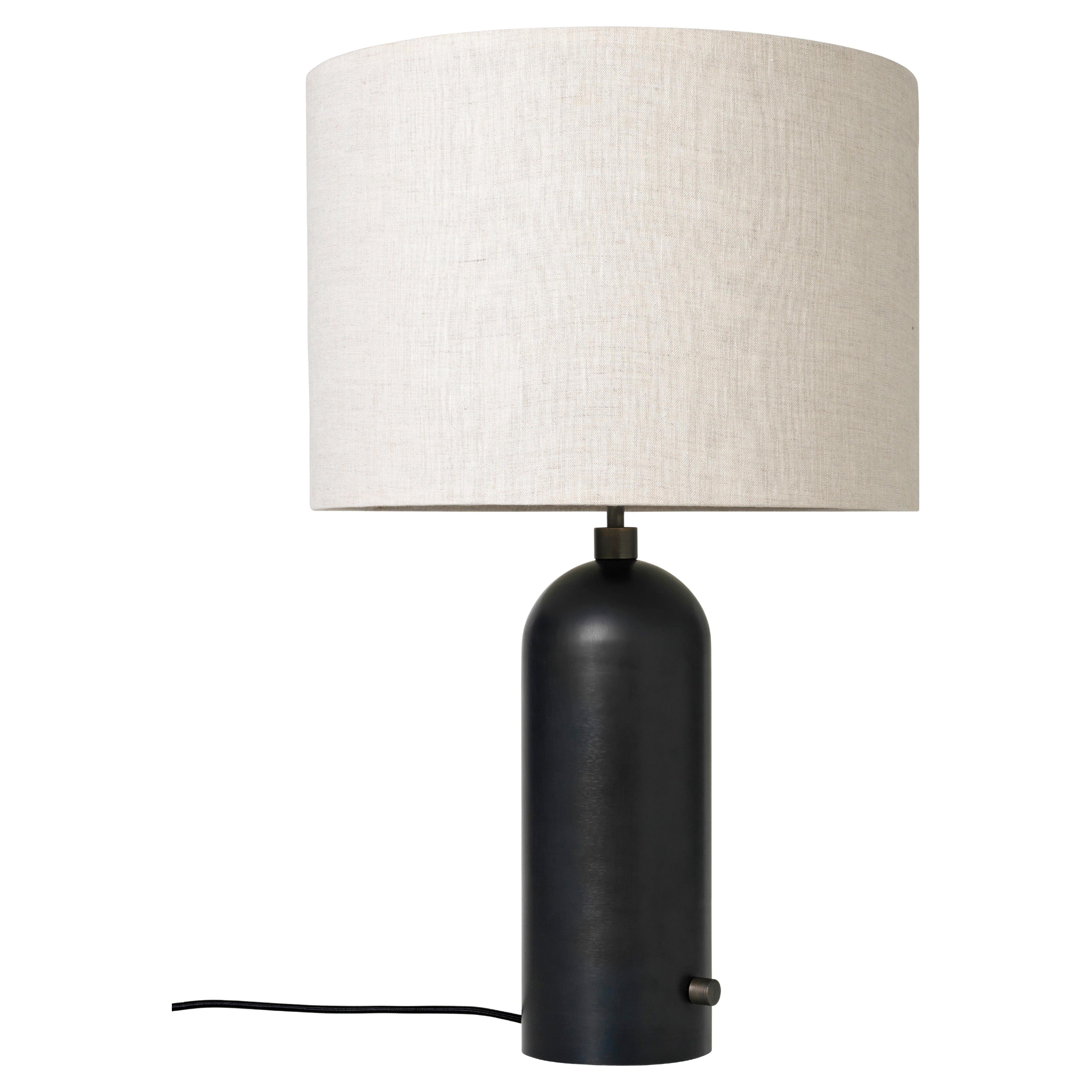 GUBI Gravity Table Lamp Blackened Steel Canvas Shade 65 cm by Space Copenhagen