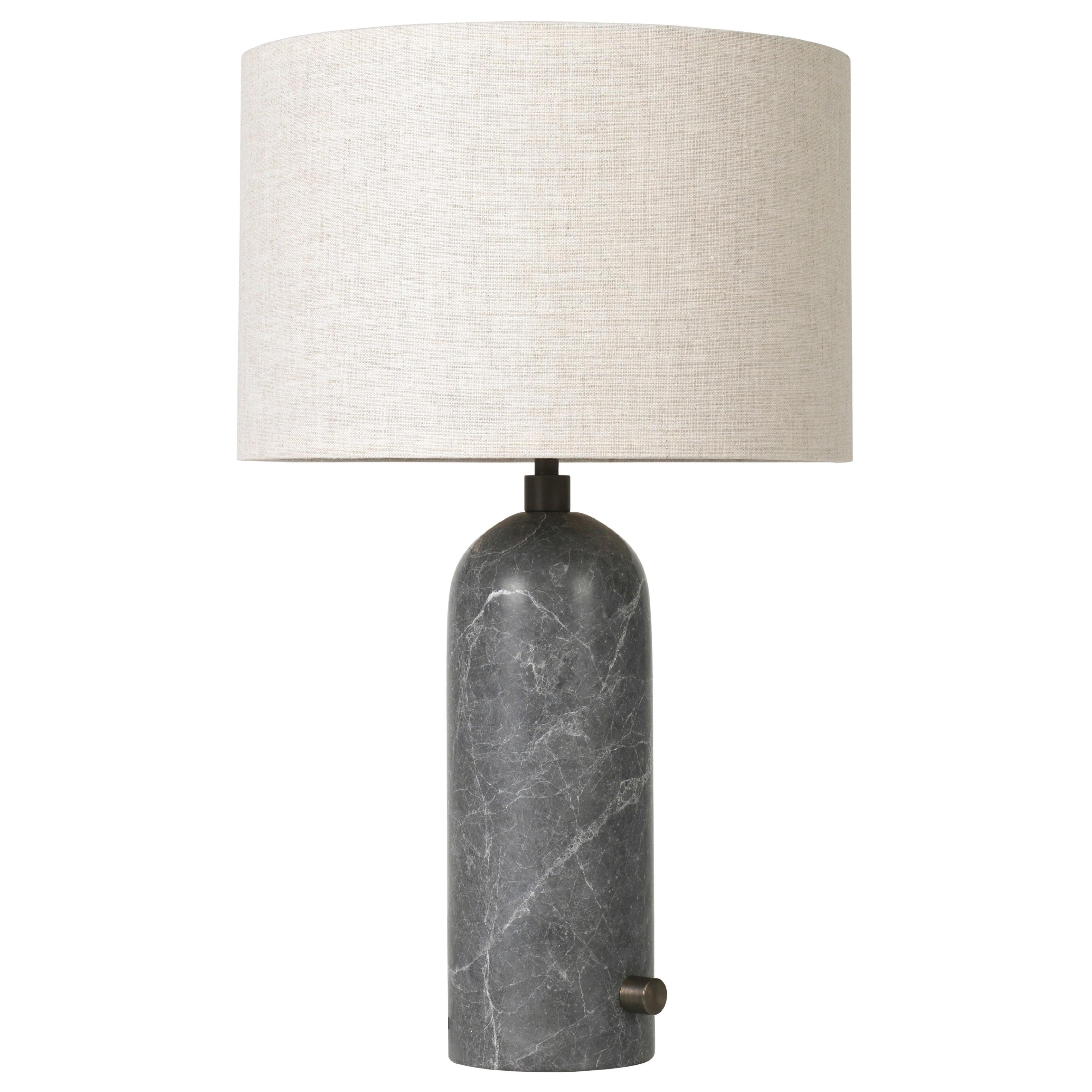 GUBI Gravity Table Lamp Grey Marble Canvas Shade 49 cm by Space Copenhagen For Sale