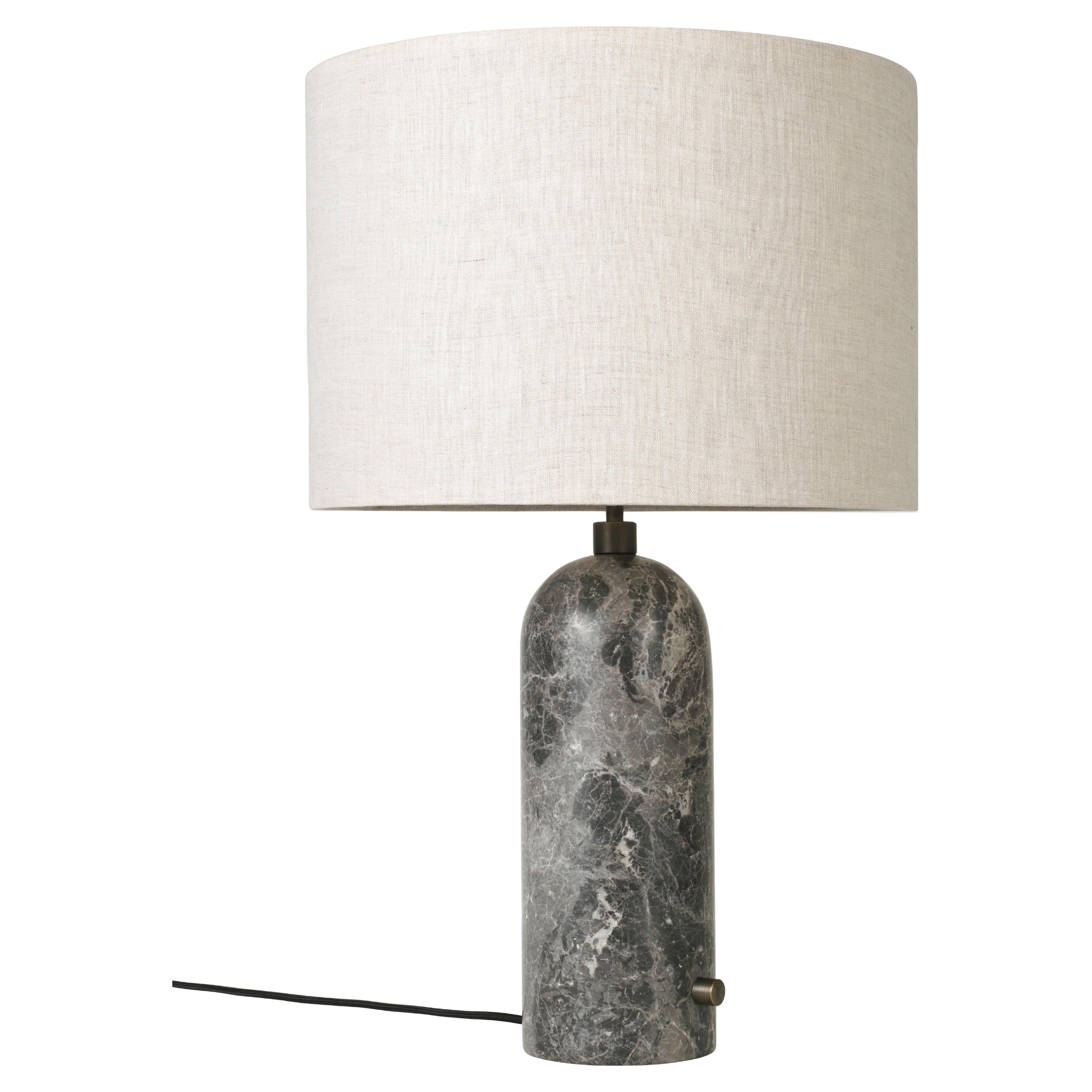 GUBI Gravity Table Lamp Grey Marble Canvas Shade 65 cm by Space Copenhagen