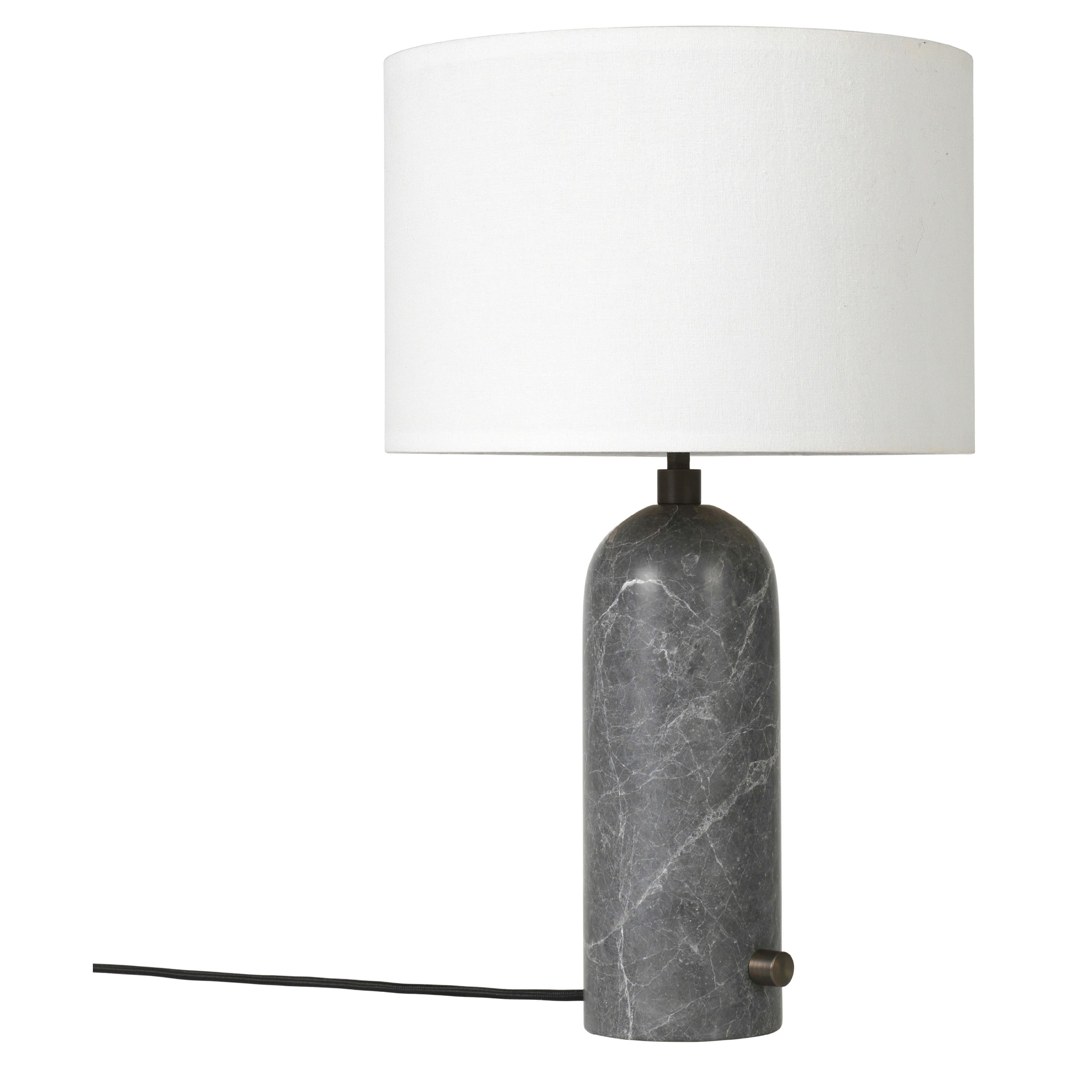 GUBI Gravity Table Lamp Grey Marble White Shade 49 cm by Space Copenhagen