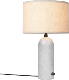 GUBI Lámpara de mesa Gravity Pantalla de lienzo de mármol blanco 49 cm by Space Copenhagen