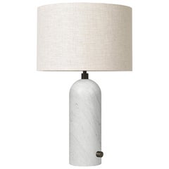 GUBI Lámpara de mesa Gravity Pantalla de lienzo de mármol blanco 49 cm by Space Copenhagen