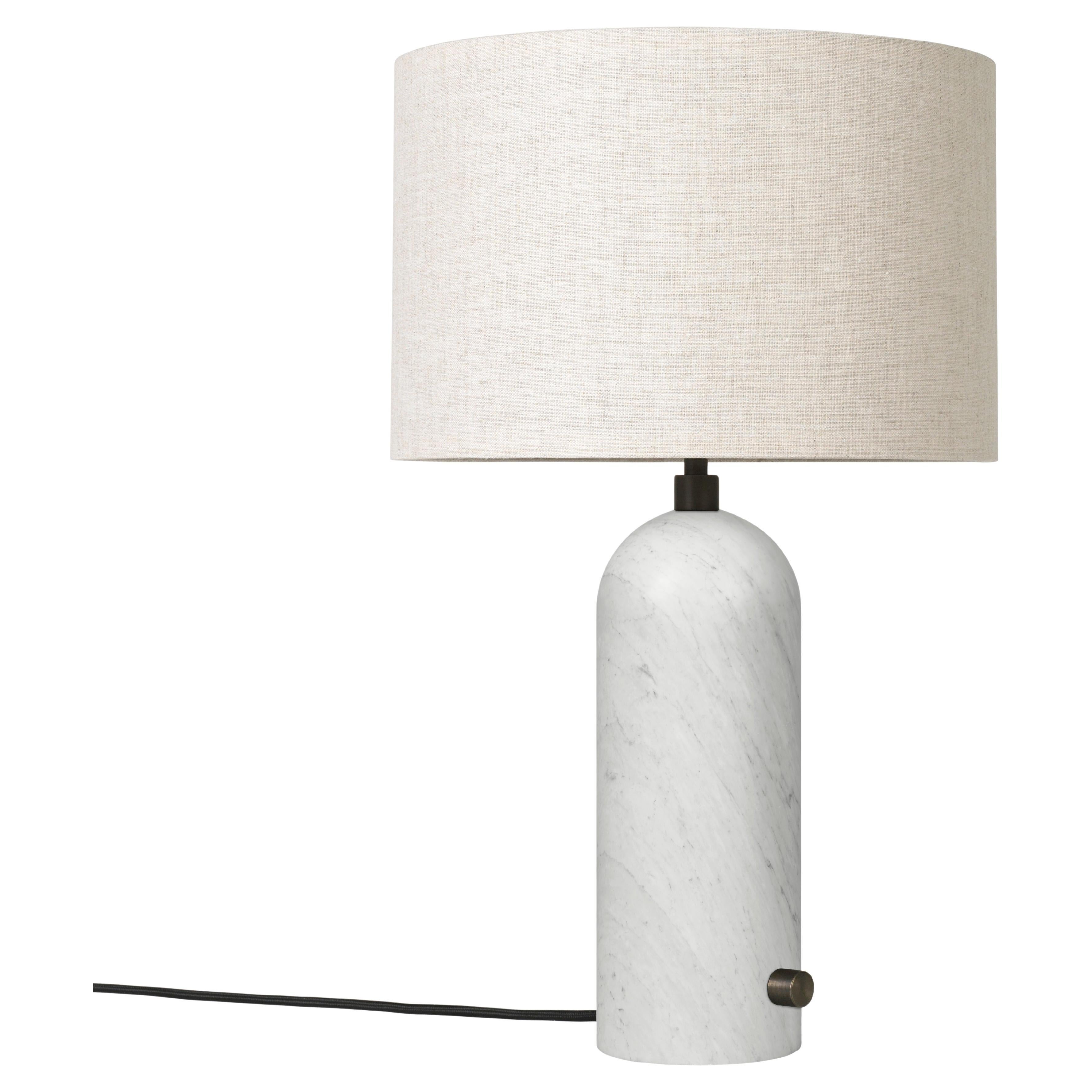 GUBI Gravity Table Lamp White Marble Canvas Shade 49 cm by Space Copenhagen