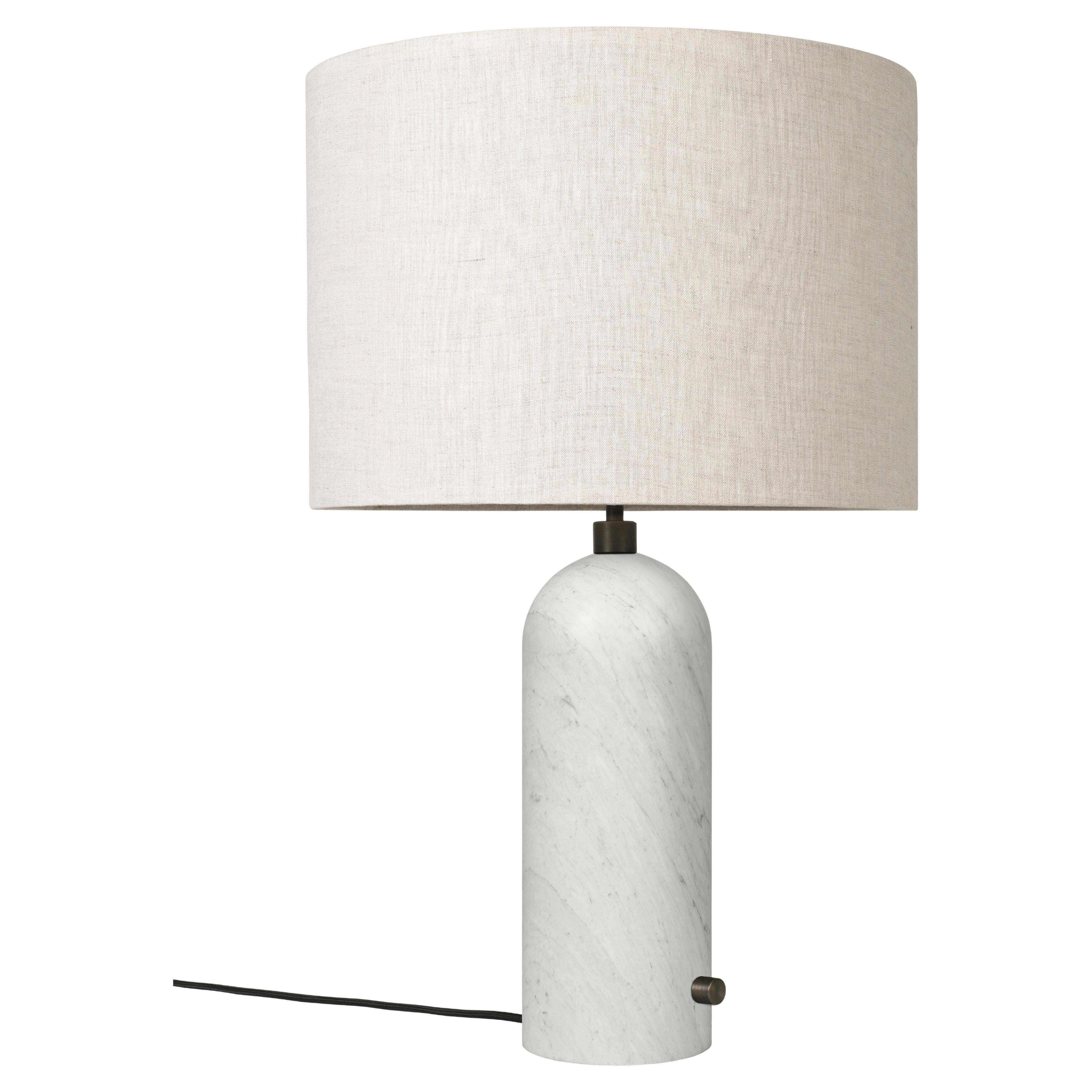 GUBI Gravity Table Lamp White Marble Canvas Shade 65 cm by Space Copenhagen