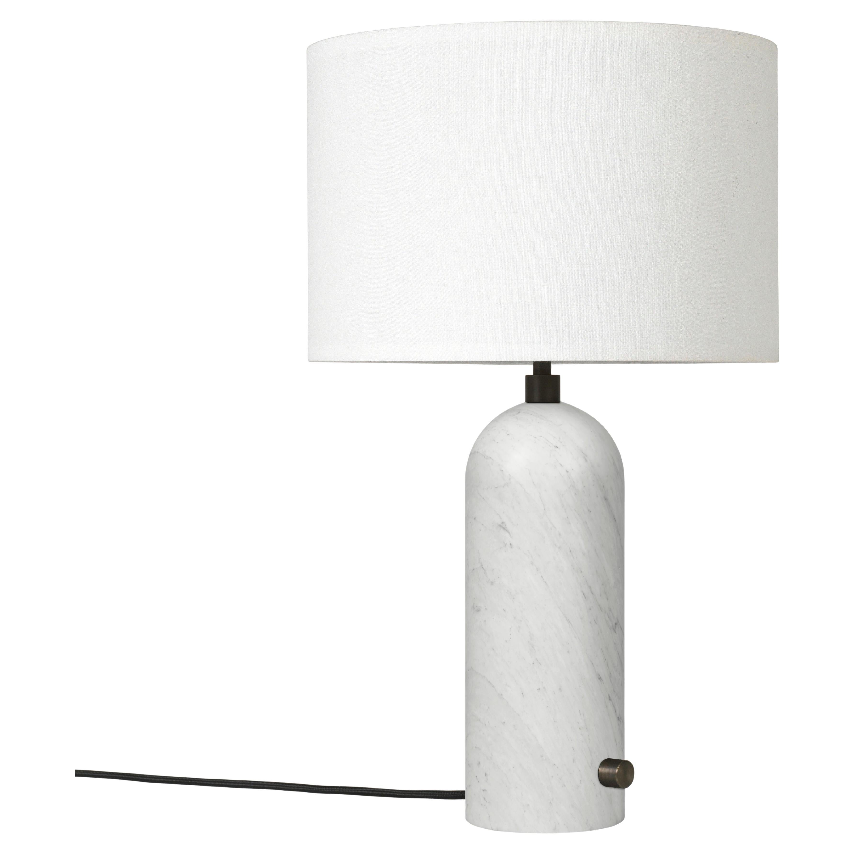 GUBI Gravity Table Lamp White Marble White Shade 49 cm by Space Copenhagen