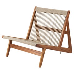 Gubi MR01 outdoor lounge chair in solid Iroko wood