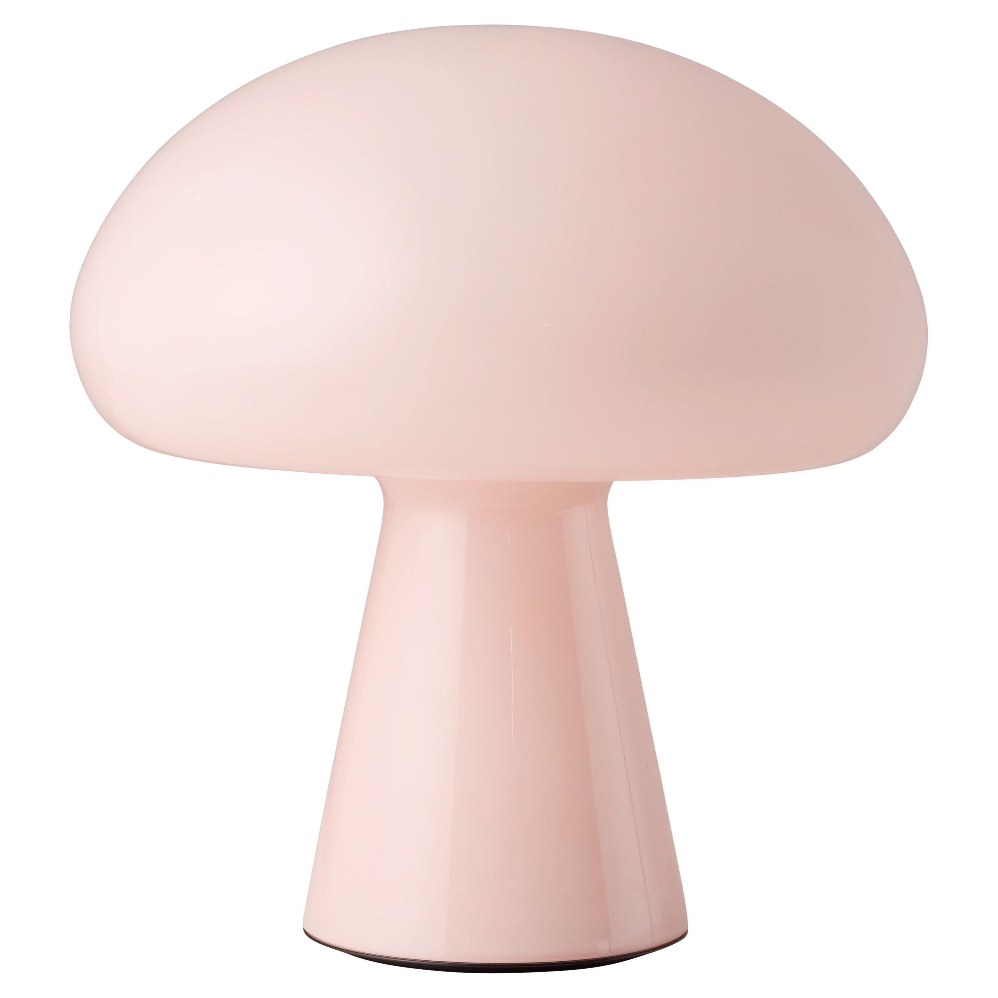 Gubi Obello Table Lamp in Colored Glass Powder Pink by Bill Curry