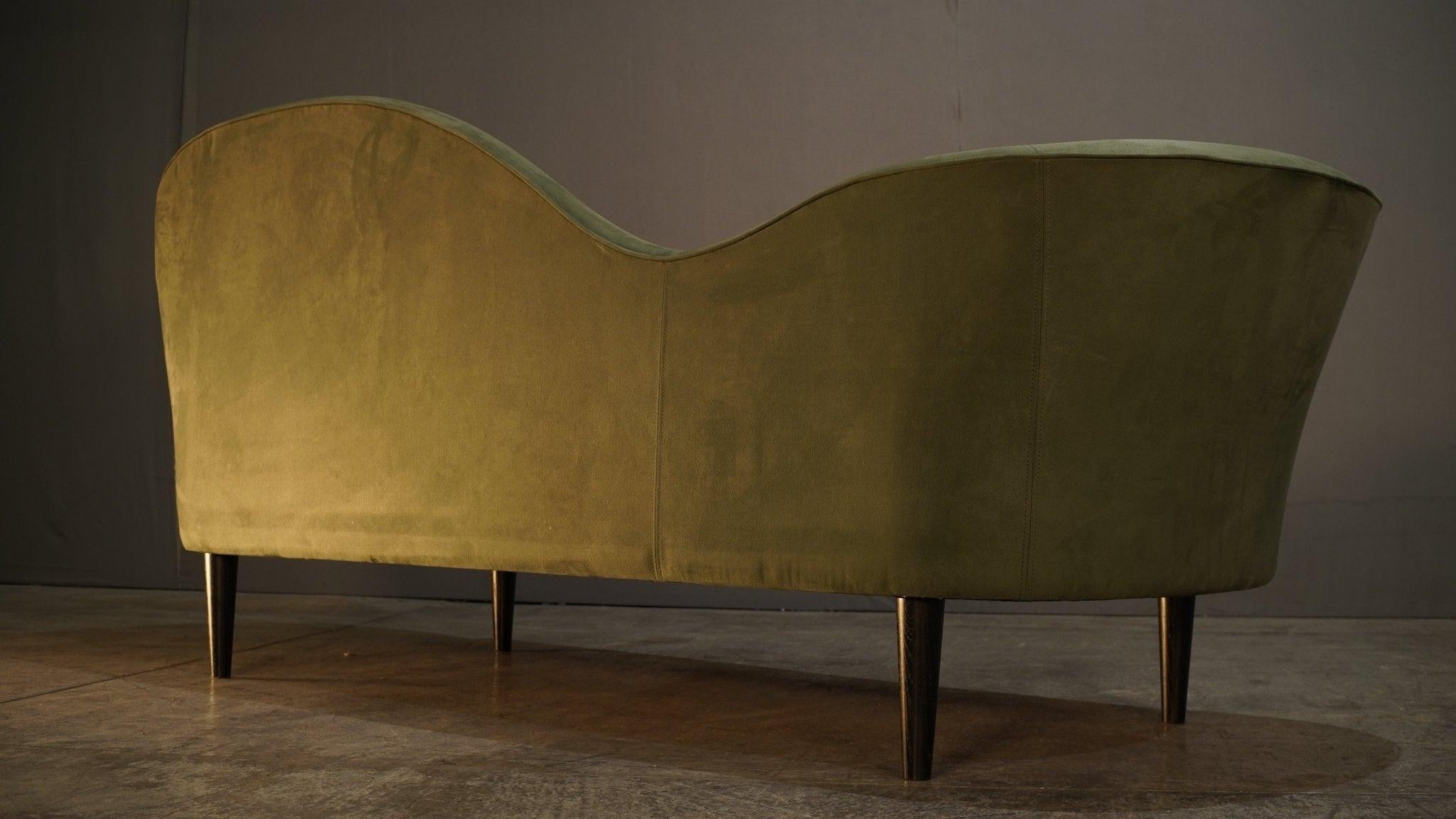 Mid-Century Modern Gubi Olsen Grand Piano Green Velvet Sofa