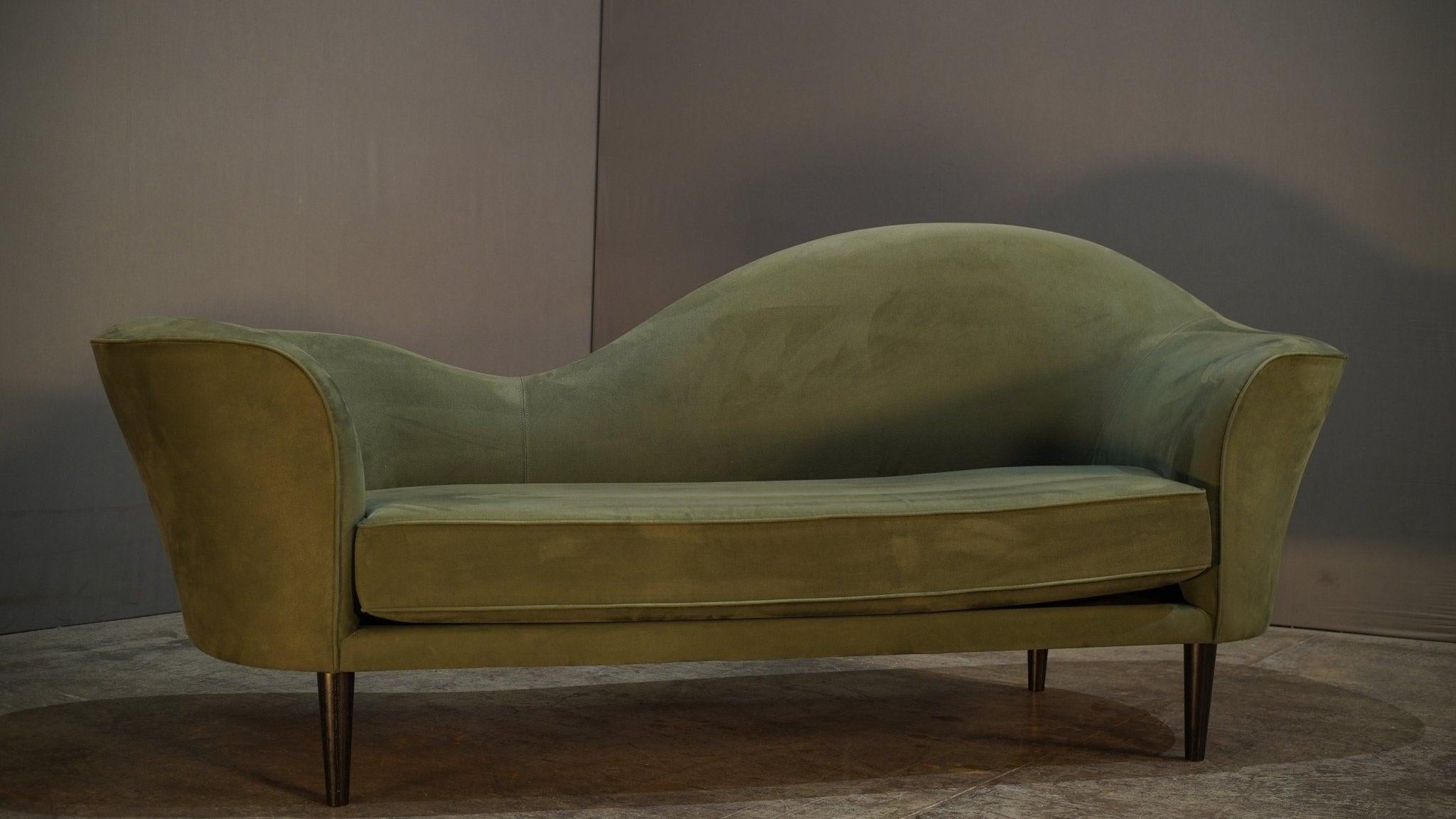 Gubi Olsen Grand Piano Green Velvet Sofa In Good Condition In Basildon, London