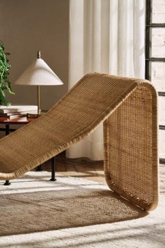 Gubi P3S Chaise Longue in Rattan by Tito Agnoli